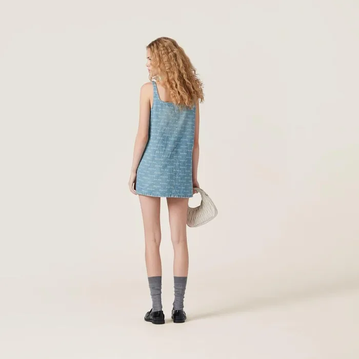 Women Dresses Miu Miu Denim Dress Sapphire Blue Women Dresses Miu Miu Denim Dress Sapphire Blue