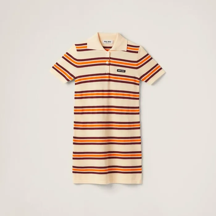Women Dresses Miu Miu Silk And Cotton Polo Dress Cream