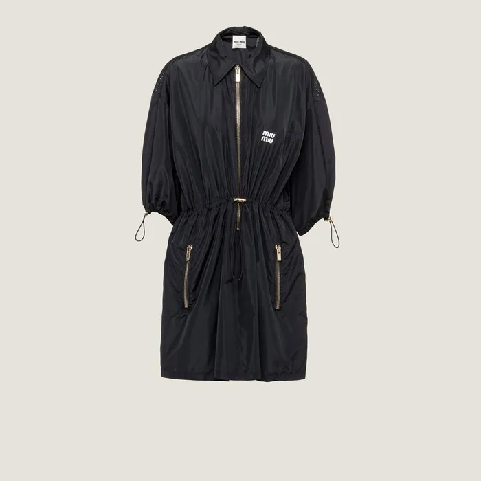 Women Dresses Miu Miu Technical Silk Minidress Navy