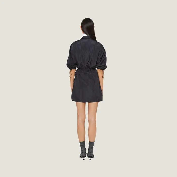 Women Dresses Miu Miu Technical Silk Minidress Navy Women Dresses Miu Miu Technical Silk Minidress Navy
