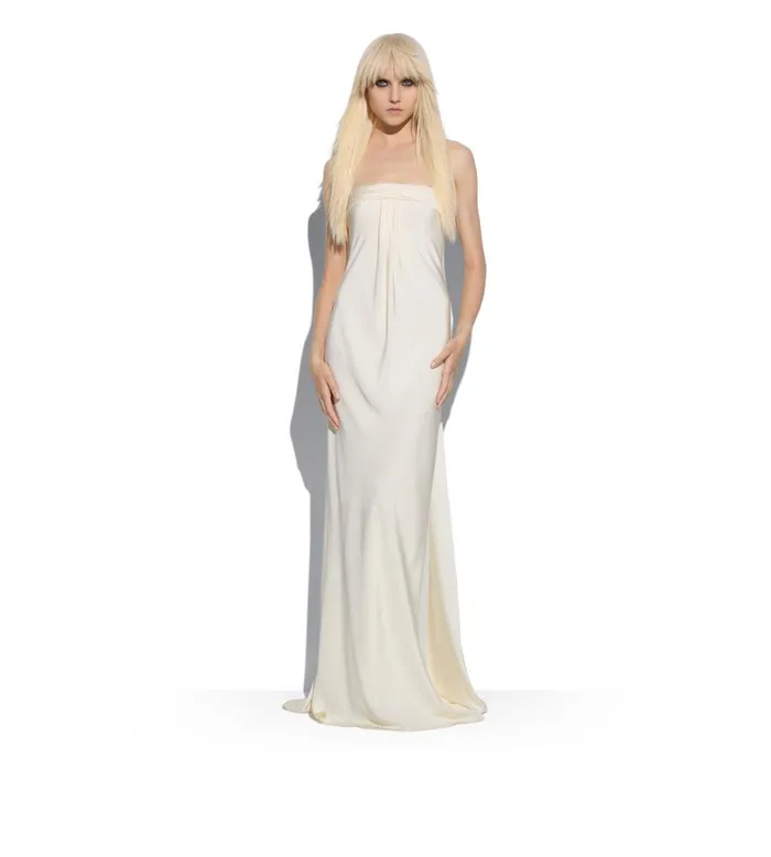 Women Dresses Tom Ford Silk Maroccaine Evening Dress Chalk Women Dresses Tom Ford Silk Maroccaine Evening Dress Chalk