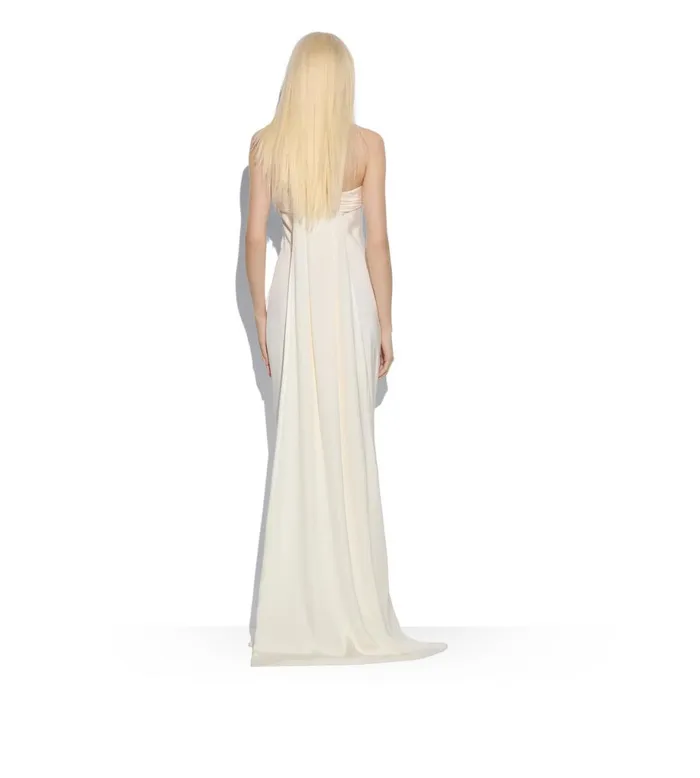 Women Dresses Tom Ford Silk Maroccaine Evening Dress Chalk Women Dresses Tom Ford Silk Maroccaine Evening Dress Chalk