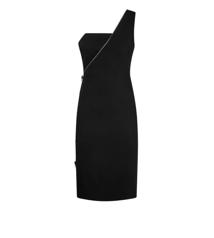Women Dresses Tom Ford Viscose Stretch Cady One Shoulder Cocktail Dress Black