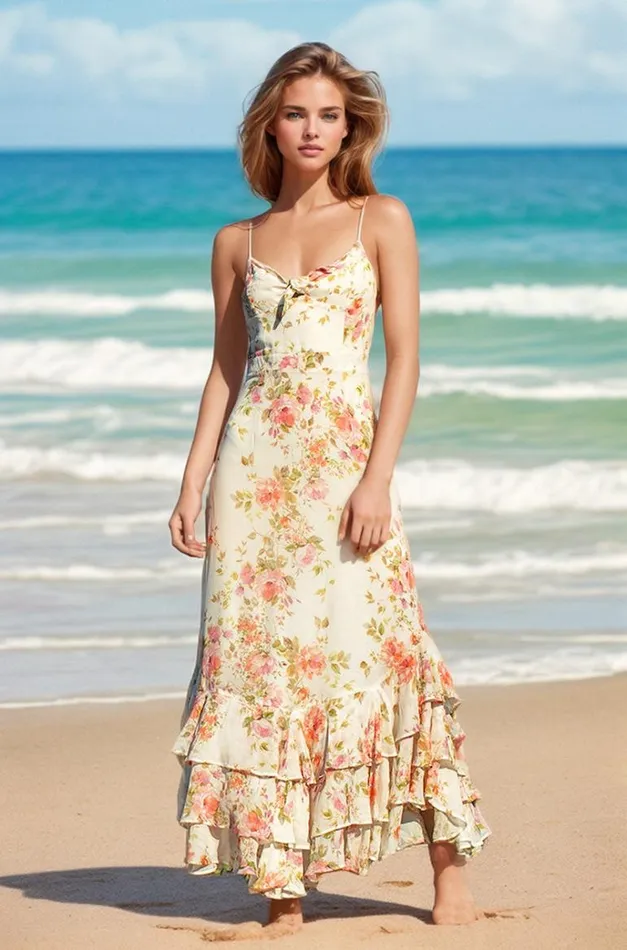 Women Dresses YUMI KIM Carmela Maxi Dress Adjustable Straps Maxi Dress Flirty Floral Ivory