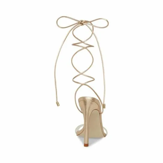 Women ELIZA GOLD LEATHER Gold Leather Steve Madden Heels
