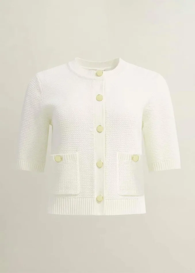 Women Emily Cotton Cardigan Warm Ivory Hobbs Jumpers and Cardigans