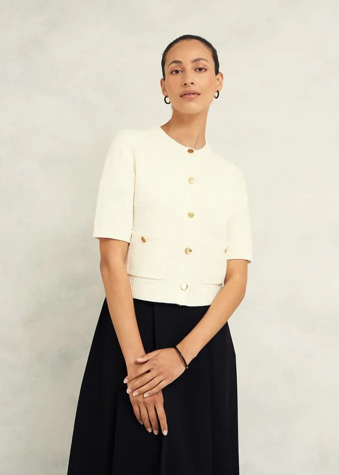 Women Emily Cotton Cardigan Warm Ivory Hobbs Jumpers and Cardigans