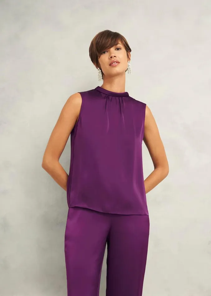 Women Eren Satin Blouse Vibrant Purple Hobbs Tops