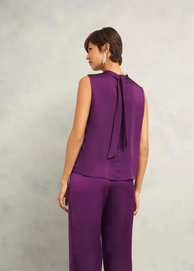 Women Eren Satin Blouse Vibrant Purple Hobbs Tops