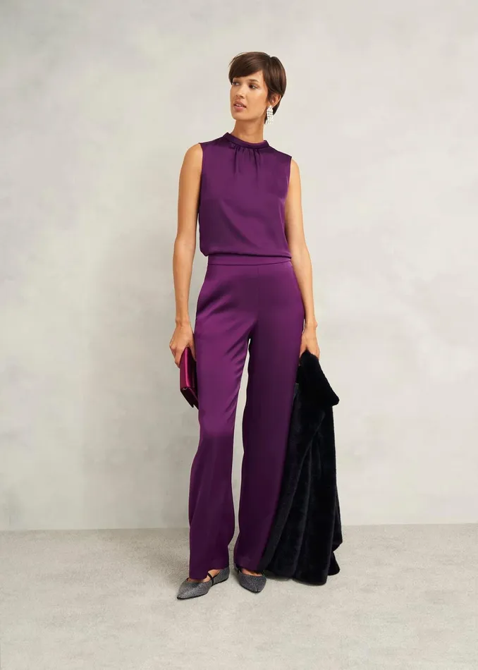 Women Eren Satin Blouse Vibrant Purple Hobbs Tops
