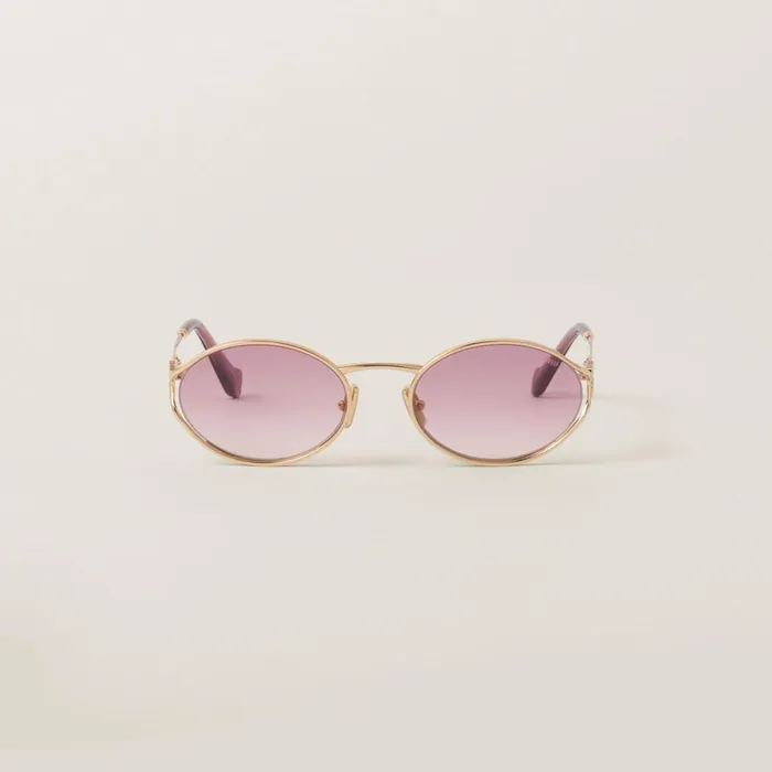 Women Eyewear Miu Miu Miu Miu Logo Sunglasses Pink Beg Shaded Lenses