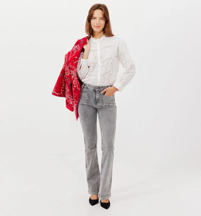 Women Faded Flared Jeans 8211 Grey Denim Promod Jeans Women Faded Flared Jeans 8211 Grey Denim Promod Jeans