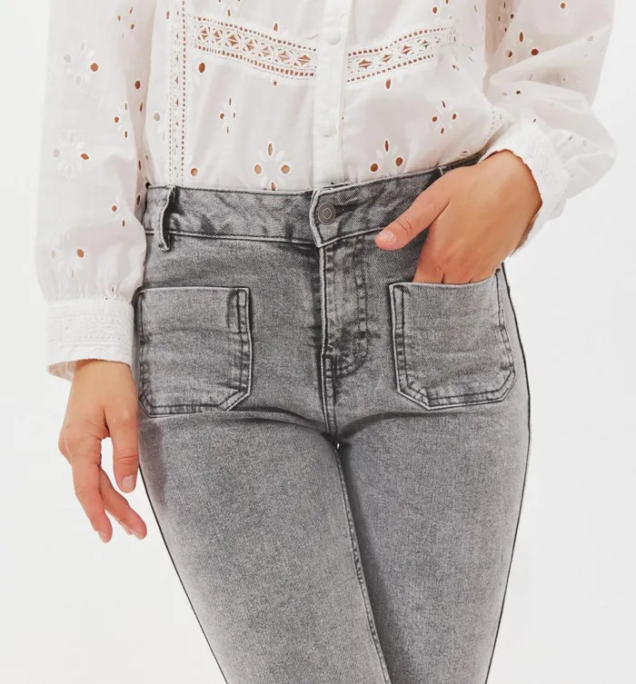 Women Faded Flared Jeans 8211 Grey Denim Promod Jeans Women Faded Flared Jeans 8211 Grey Denim Promod Jeans