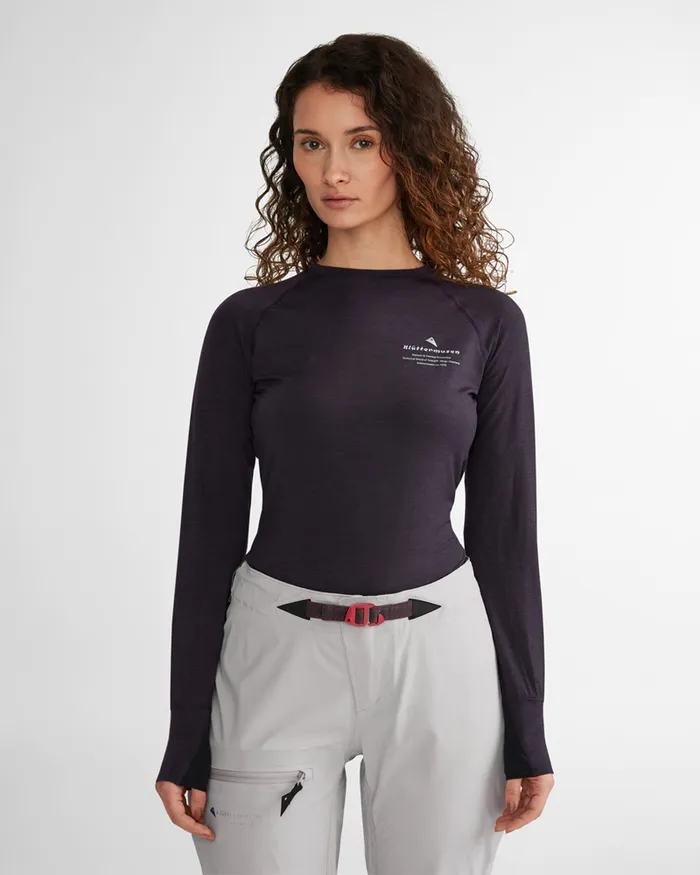 Women Fafne Baselayer Crewneck Dark Russet Klttermusen Base Layers