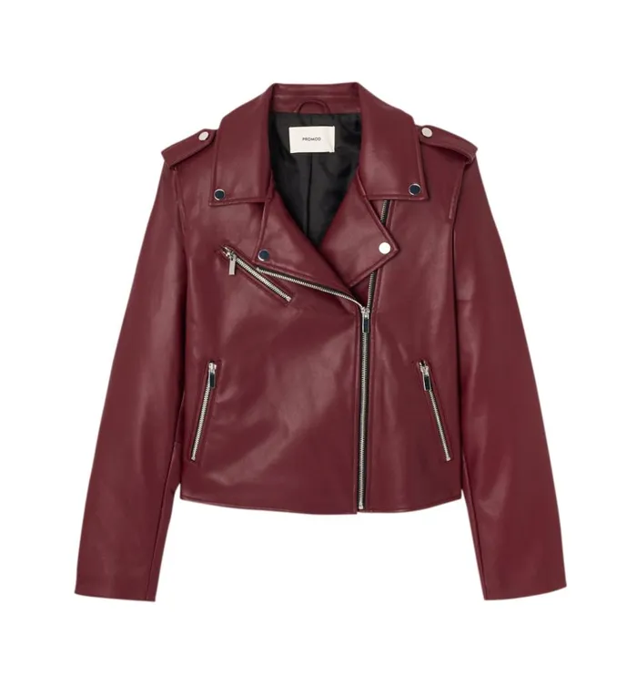 Women Faux Leather Jacket 8211 Bordeaux Red Promod Jackets