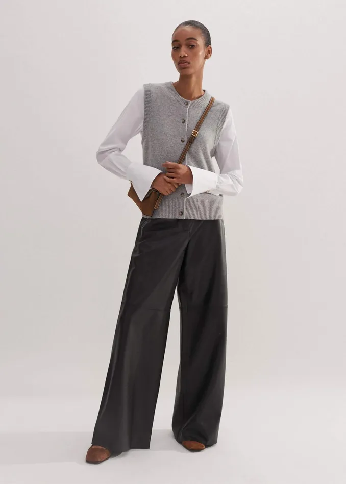 Women Feature Button Crew Neck Layering Shirt Fresh White MEEM