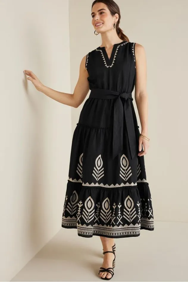 Women Fernanda Midi Dress Black Soft Surroundings Dresses