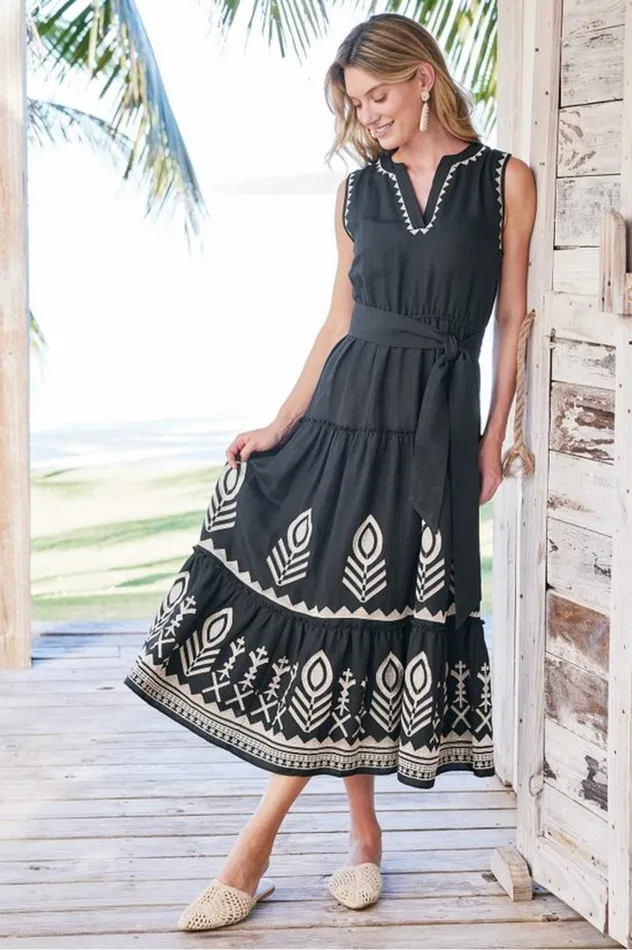 Women Fernanda Midi Dress Black Soft Surroundings Dresses
