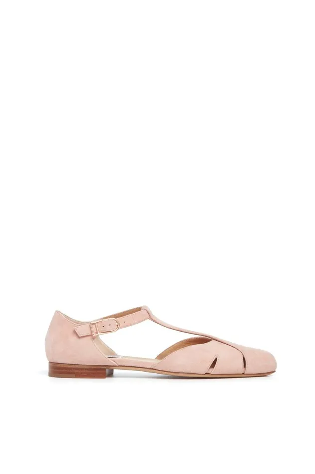Women Flats Gabriela Hearst Harlow Ballerina Flat In Blush Suede