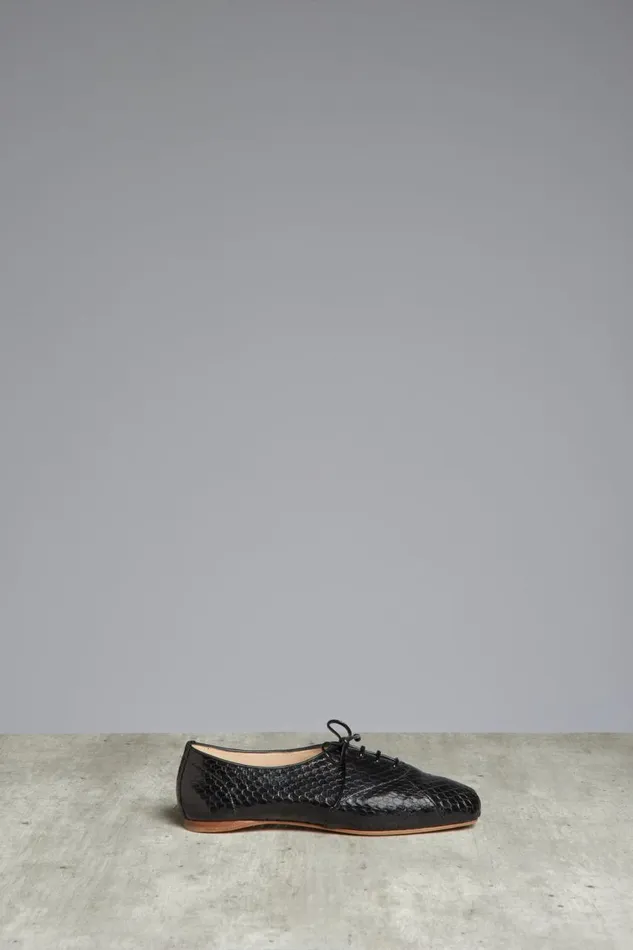 Women Flats Gabriela Hearst Maya Flat Shoe In Black Snakeskin