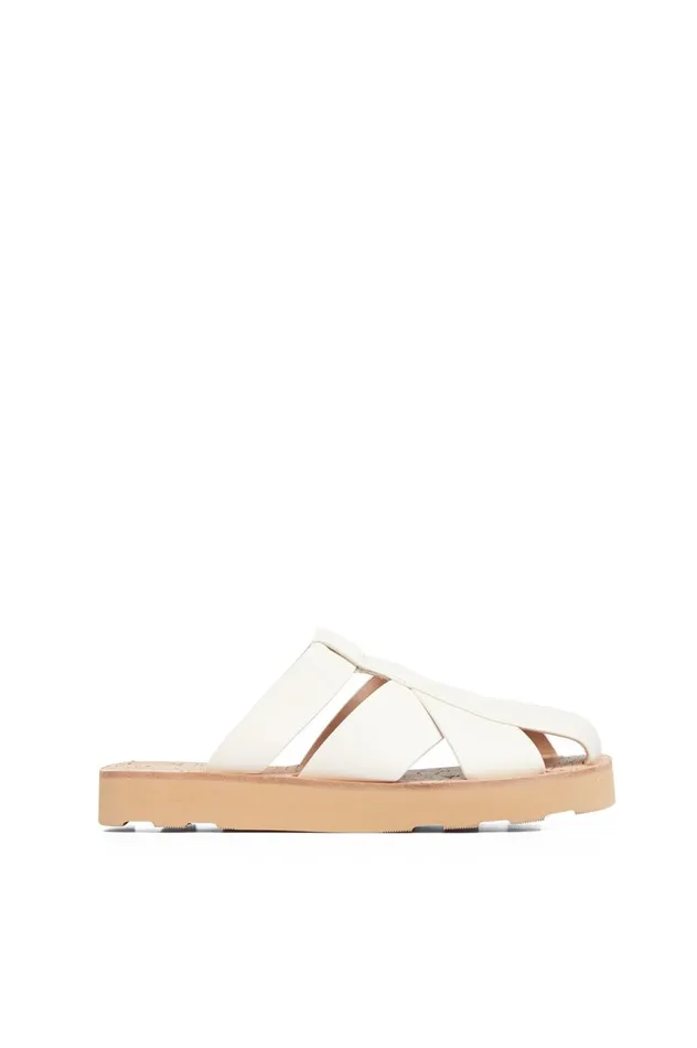 Women Flats Gabriela Hearst Phaon Slide Sandal In Cream Leather