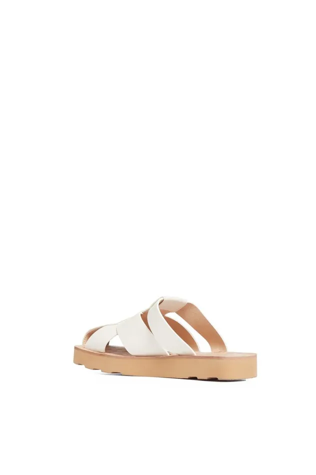 Women Flats Gabriela Hearst Phaon Slide Sandal In Cream Leather