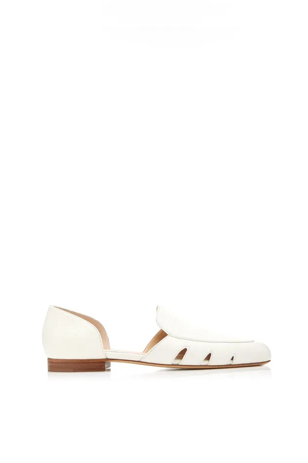Women Flats Gabriela Hearst Rory Flat Shoe In Cream Leather