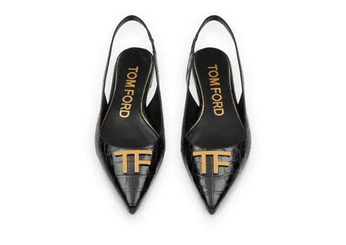 Women Flats Tom Ford Shiny Stamped Crocodile Leather Tf Slingback Ballerina Flat Black Women Flats Tom Ford Shiny Stamped Crocodile Leather Tf Slingback Ballerina Flat Black