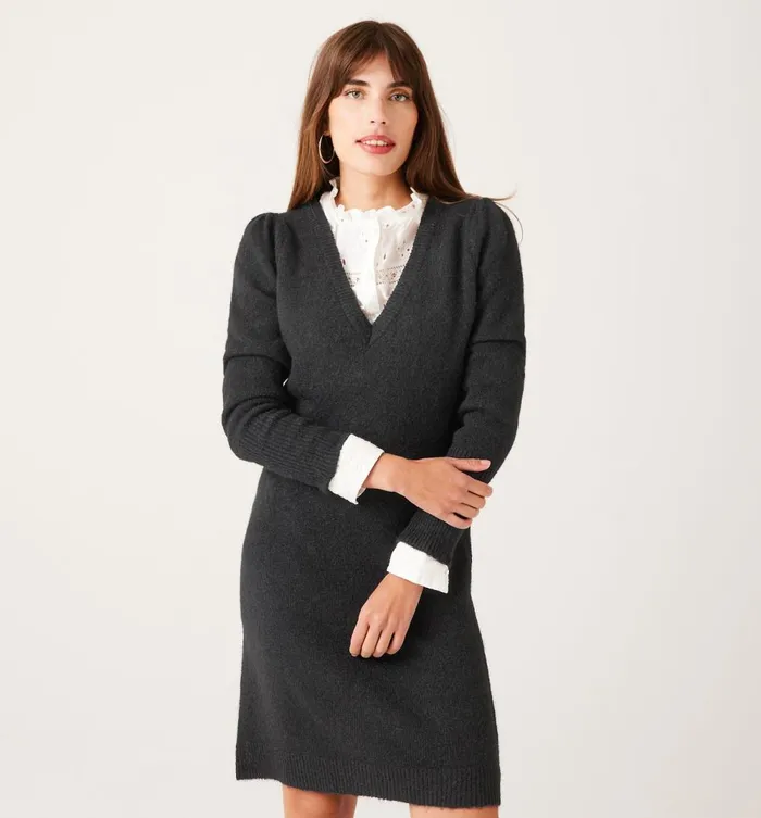 Women Flecked Jumper Dress 8211 Black Promod Dresses
