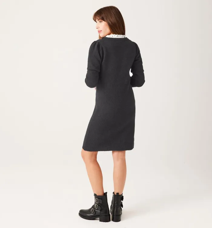 Women Flecked Jumper Dress 8211 Black Promod Dresses Women Flecked Jumper Dress 8211 Black Promod Dresses
