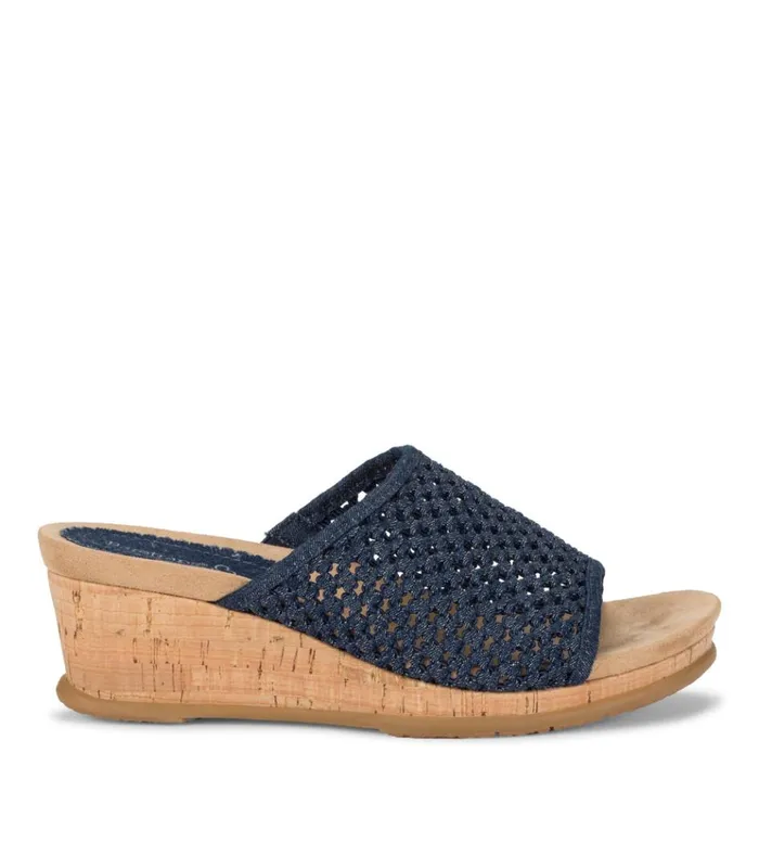 Women Flossey Wedge Slide Sandal Dark Denim Baretraps Wedge Sandals