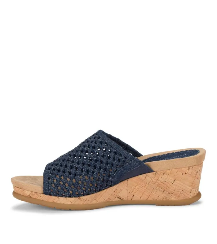 Women Flossey Wedge Slide Sandal Dark Denim Baretraps Wedge Sandals