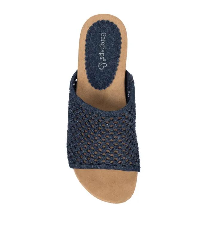 Women Flossey Wedge Slide Sandal Dark Denim Baretraps Wedge Sandals