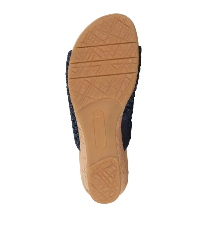 Women Flossey Wedge Slide Sandal Dark Denim Baretraps Wedge Sandals