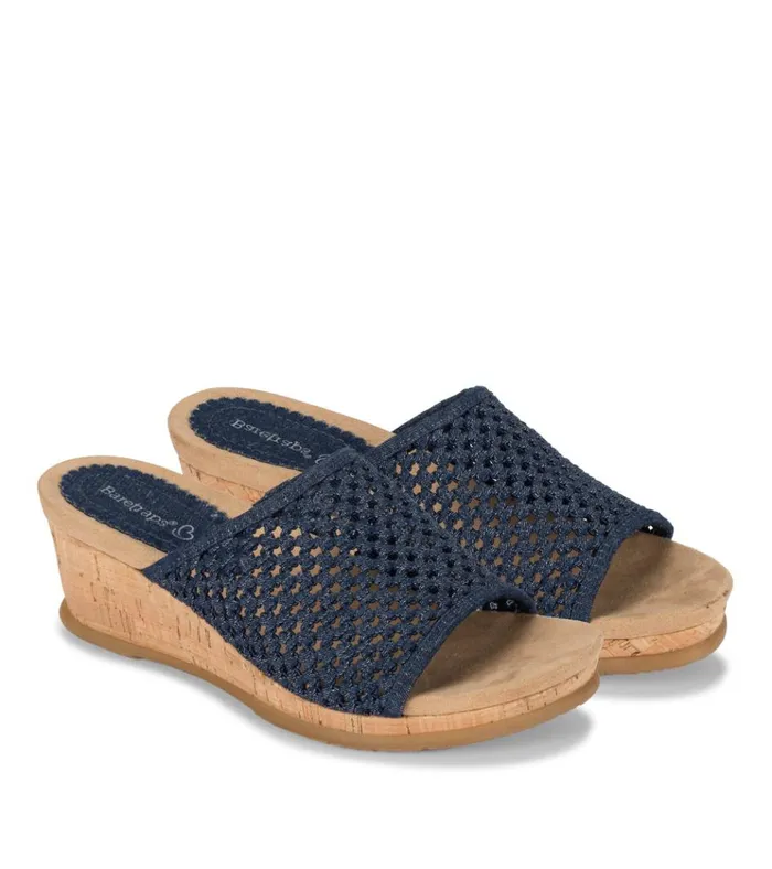 Women Flossey Wedge Slide Sandal Dark Denim Baretraps Wedge Sandals
