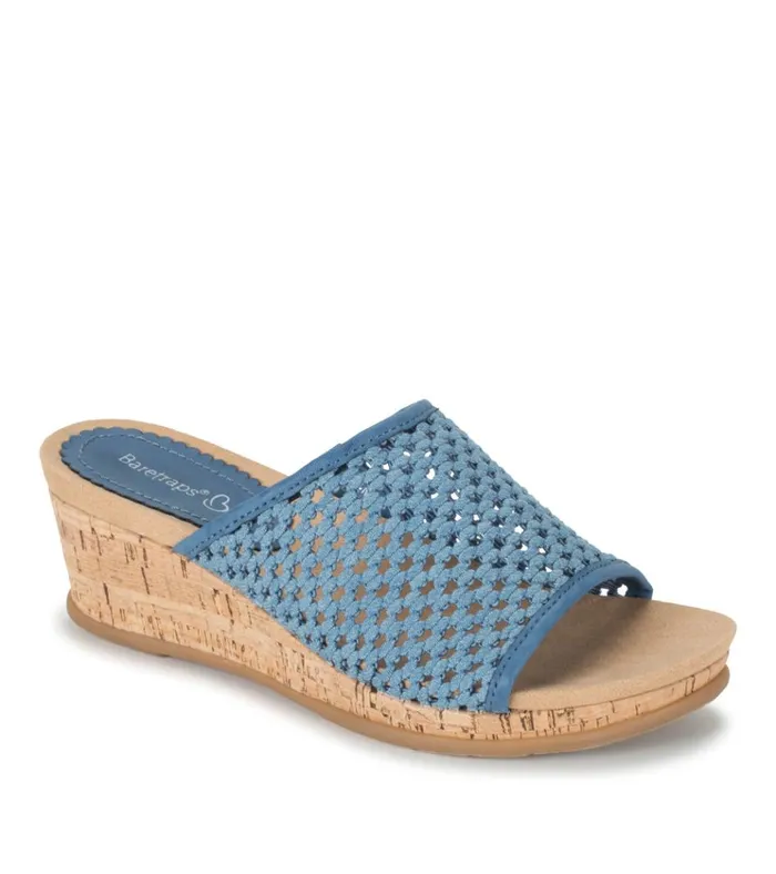 Women Flossey Wedge Slide Sandal Light Blue Baretraps Wedge Sandals