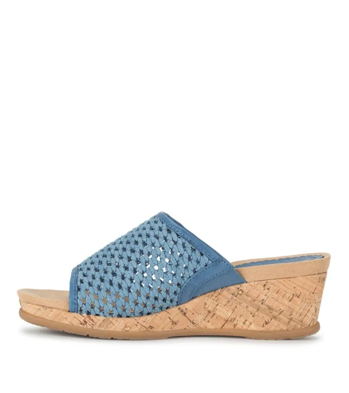Women Flossey Wedge Slide Sandal Light Blue Baretraps Wedge Sandals