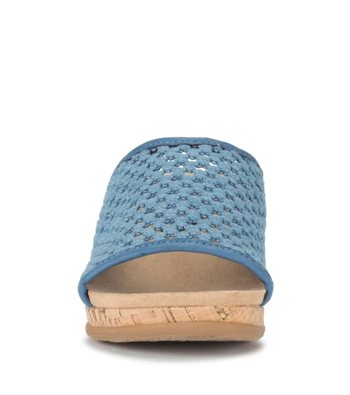 Women Flossey Wedge Slide Sandal Light Blue Baretraps Wedge Sandals