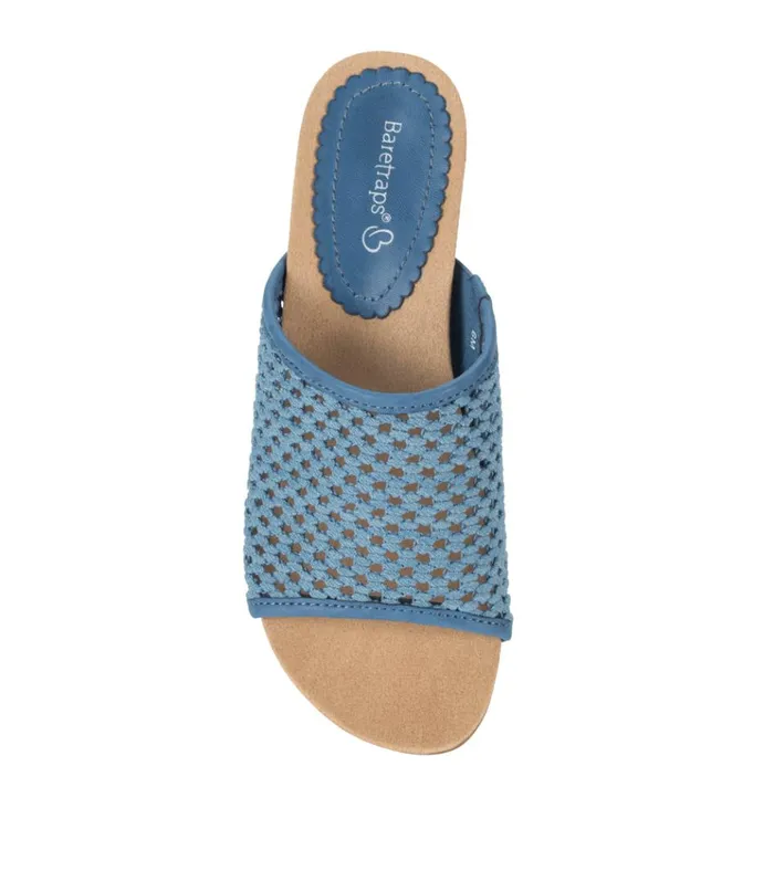 Women Flossey Wedge Slide Sandal Light Blue Baretraps Wedge Sandals