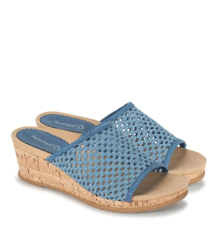 Women Flossey Wedge Slide Sandal Light Blue Baretraps Wedge Sandals