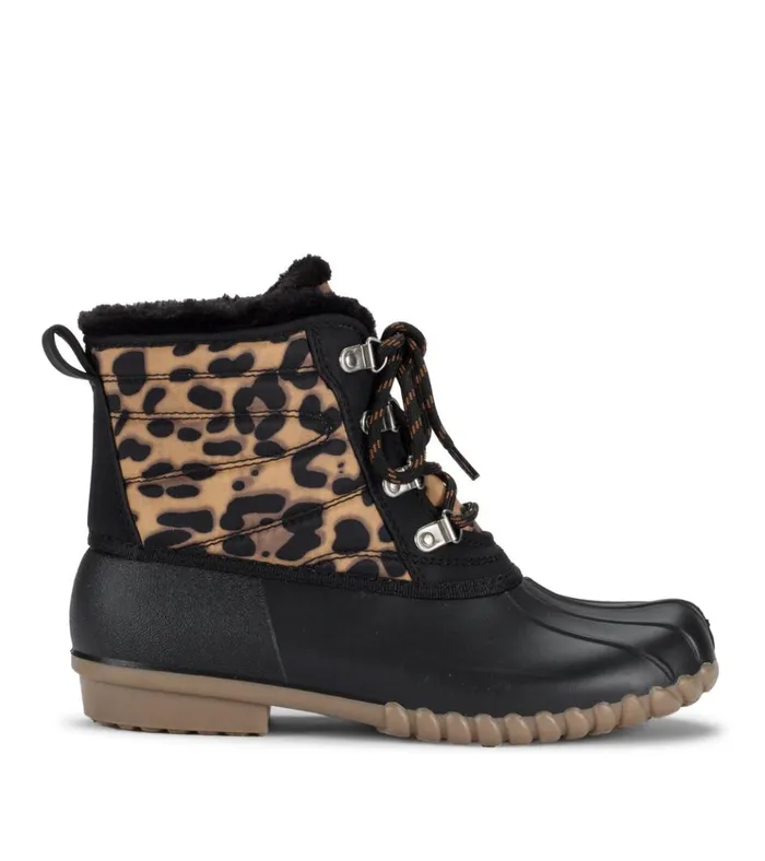 Women Flynn Duck Boot Black Leopard Baretraps Cold Weather Boots