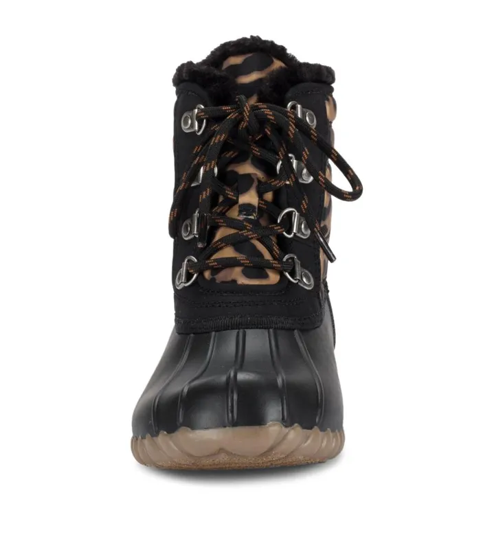 Women Flynn Duck Boot Black Leopard Baretraps Cold Weather Boots
