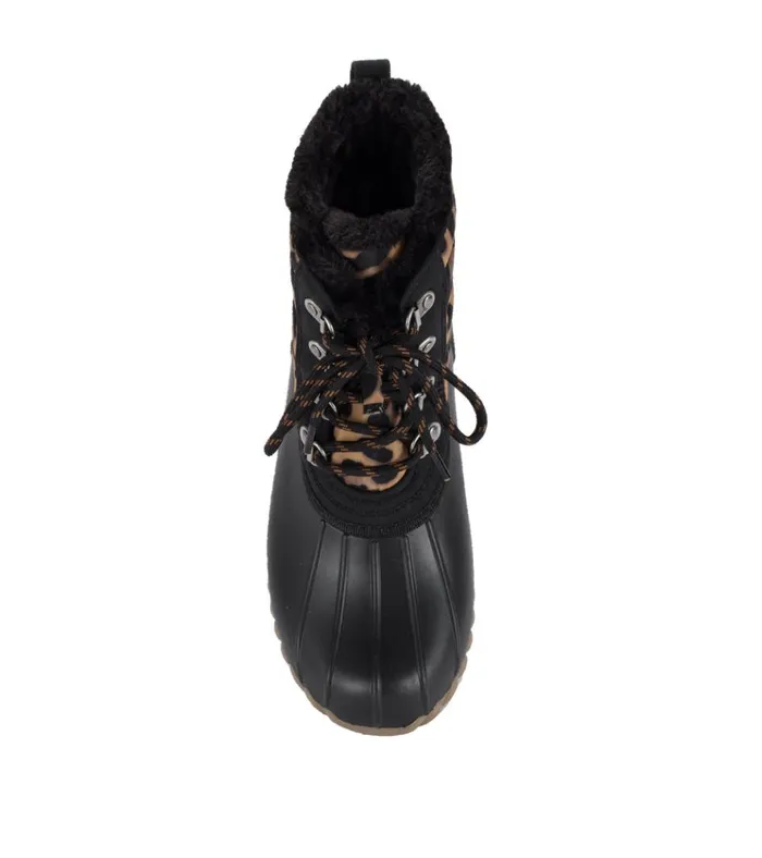 Women Flynn Duck Boot Black Leopard Baretraps Cold Weather Boots