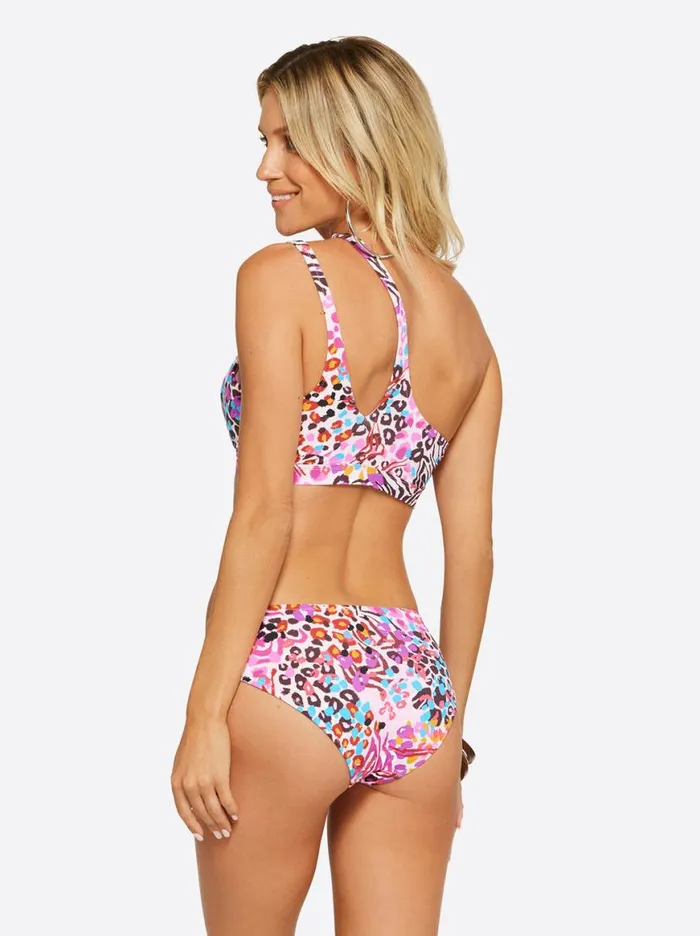 Women French Exit One Shoulder Top In Pink Multi Jessica Simpson Swim