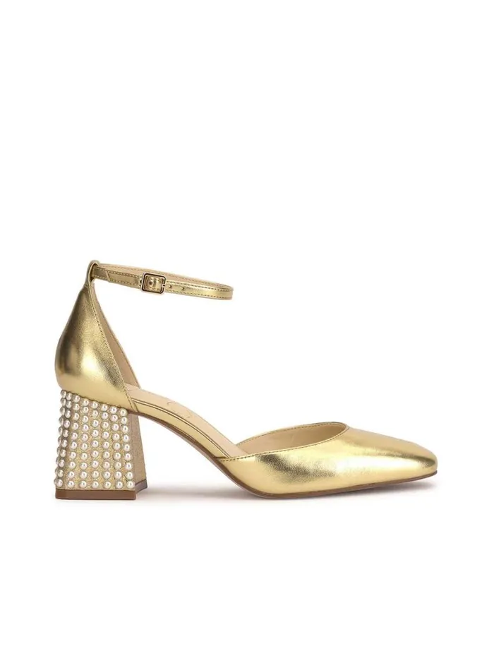 Women Fulian Block Heel Pump In Gold Jessica Simpson Pumps