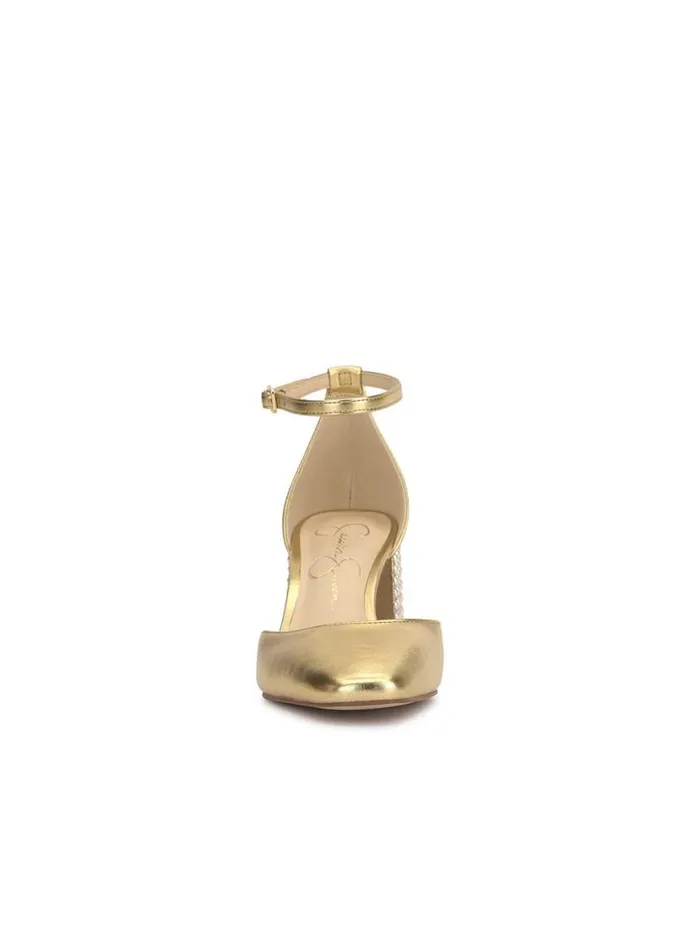 Women Fulian Block Heel Pump In Gold Jessica Simpson Pumps