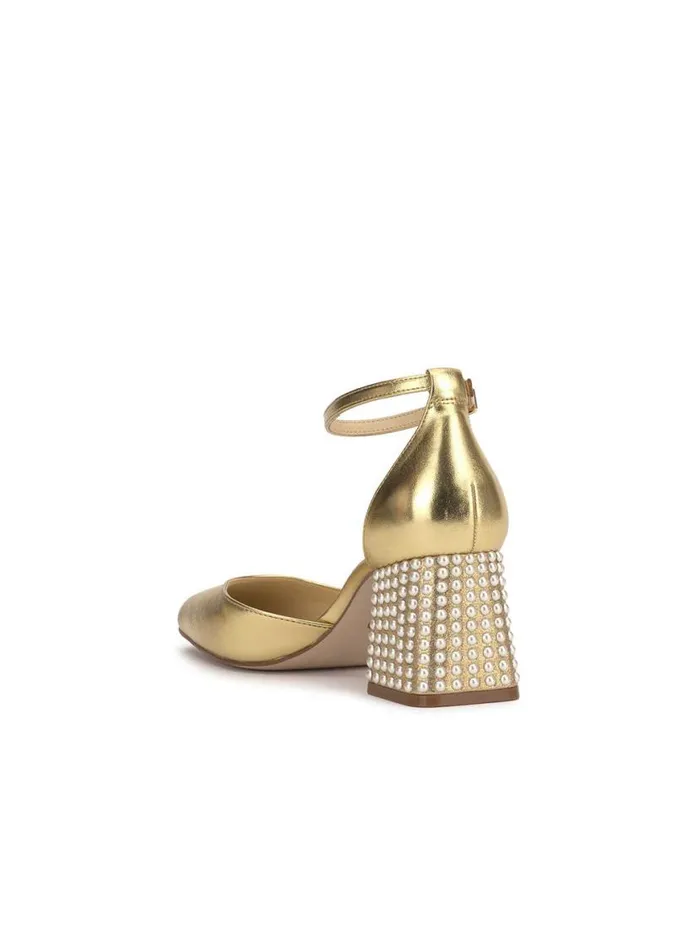 Women Fulian Block Heel Pump In Gold Jessica Simpson Pumps