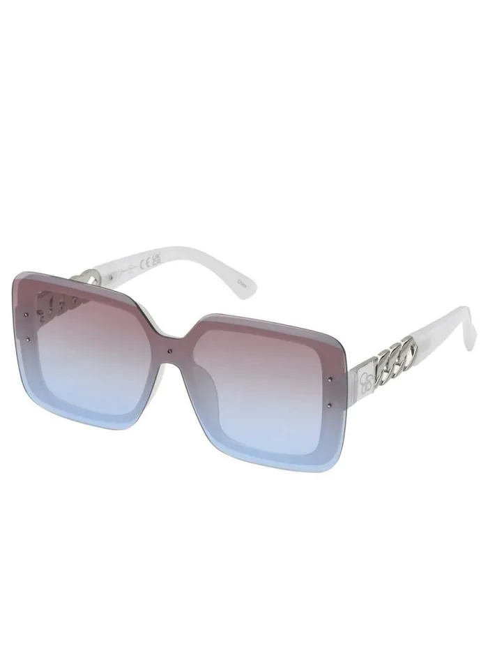 Women Glamorous Square Shield Sunglasses In White Jessica Simpson Sunglasses