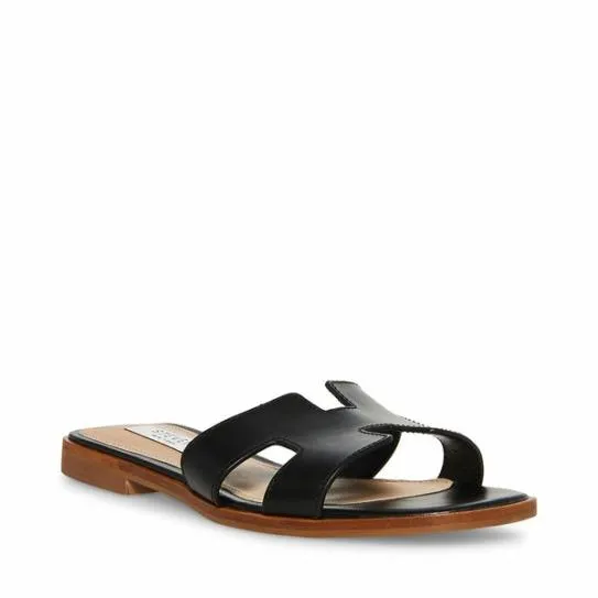 Women HADYN BLACK LEATHER Black Leather Steve Madden Sandals