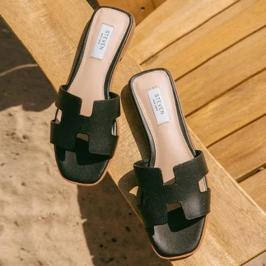 Women HADYN BLACK LEATHER Black Leather Steve Madden Sandals Women HADYN BLACK LEATHER Black Leather Steve Madden Sandals